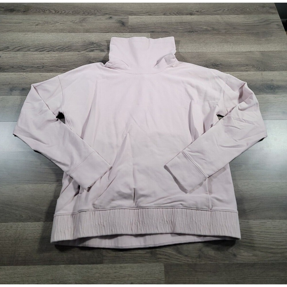 Lululemon Sweatshirt Mock Neck Size 10 Pink Pullover Gym Thumb Holes Stretch Fit
